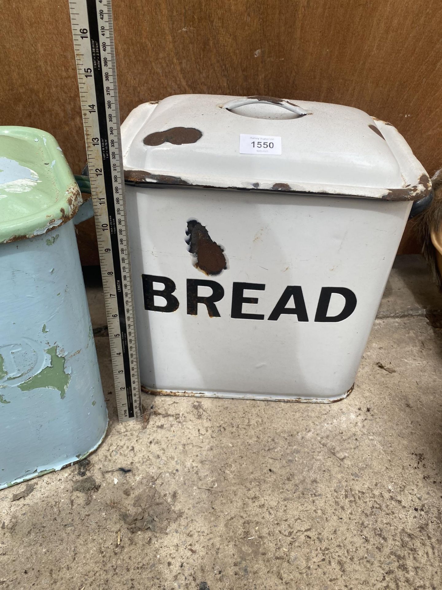 TWO VINTAGE ENAMEL BREAD BINS - Image 2 of 2