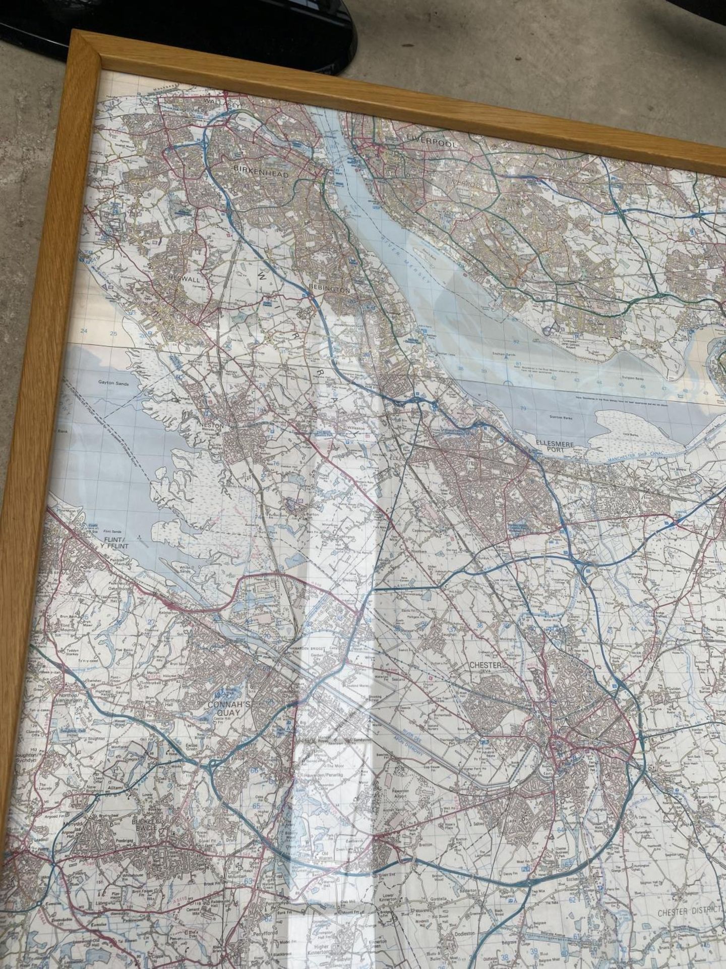 A LARGE FRAMED ORDNANCE SURVEY MAP OF CHESHIRE, 51" SQUARE - Image 2 of 3