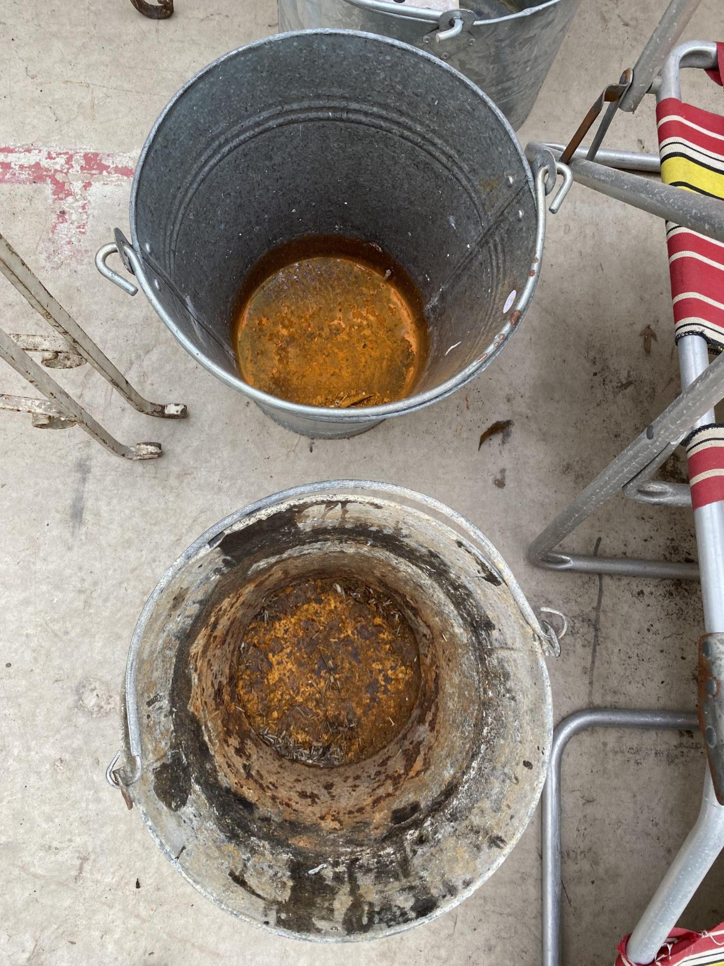 TWO GALVANISED BUCKETS AND A GALVANISED MOP BUCKET - Image 2 of 2