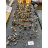 A LARGE QUANTITY OF SMALL PEWTER FIGURES TO INCLUDE SOLDIERS, ETC