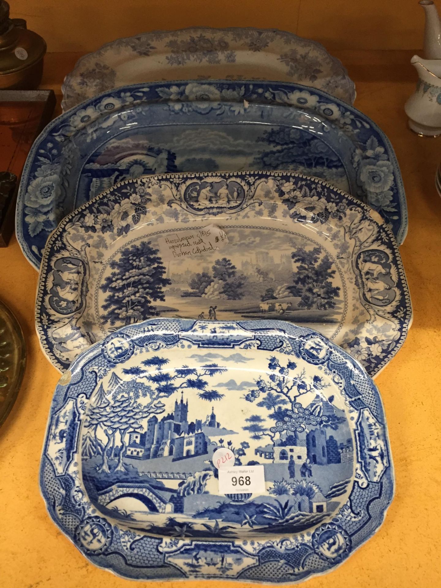 A COLLECTION OF 19TH CENTURY BLUE AND WHITE MEAT PLATTERS