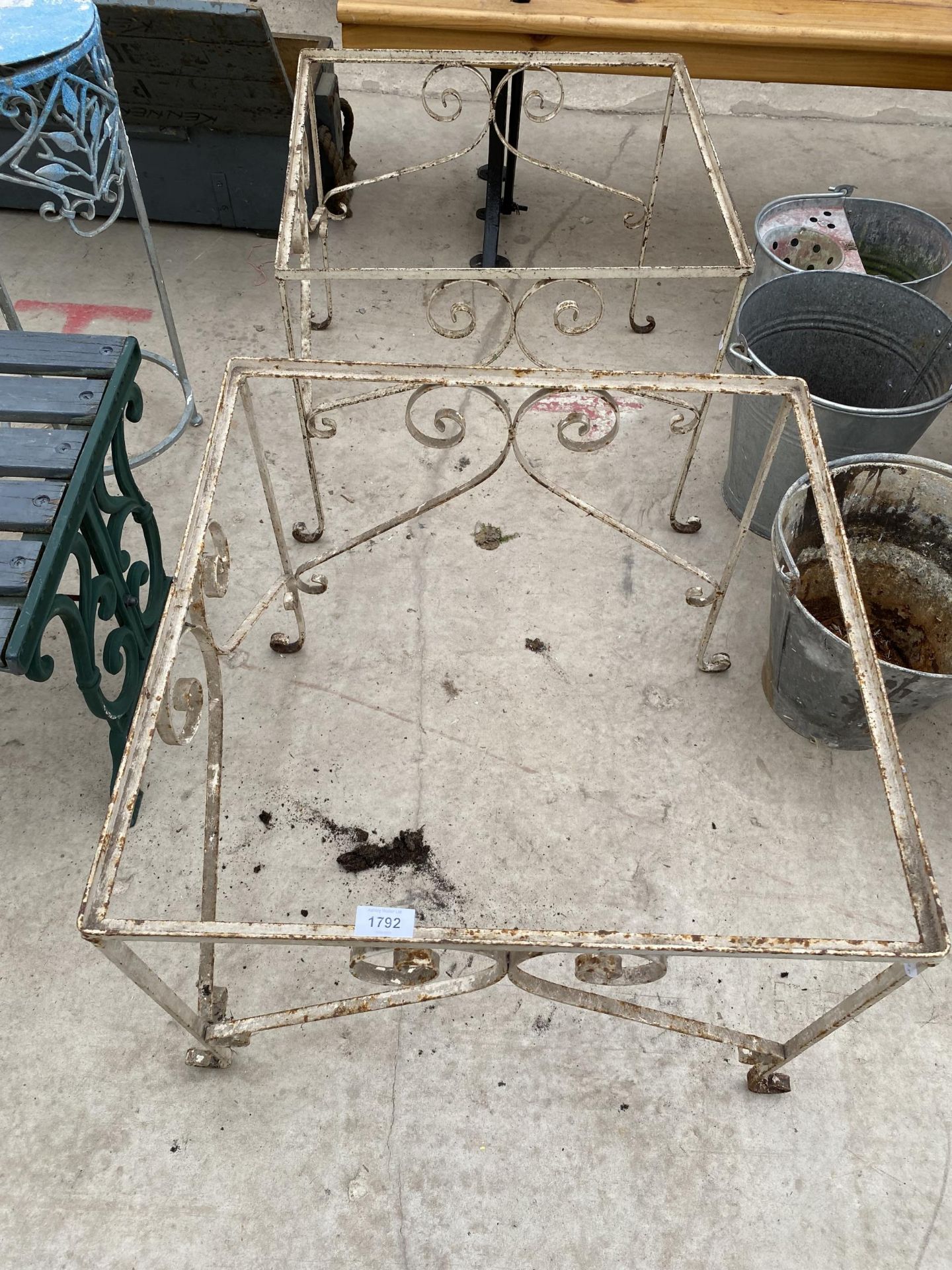 TWO METAL OUTSIDE TABLE FRAMES