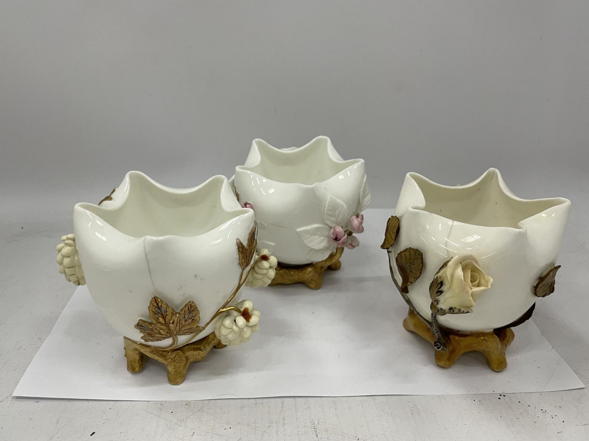 A COLLECTION OF 19TH CENTURY MOORE PORCELAIN TO INCLUDE SET OF THREE POTS, CHERUB FIGURE AND FURTHER - Image 2 of 7