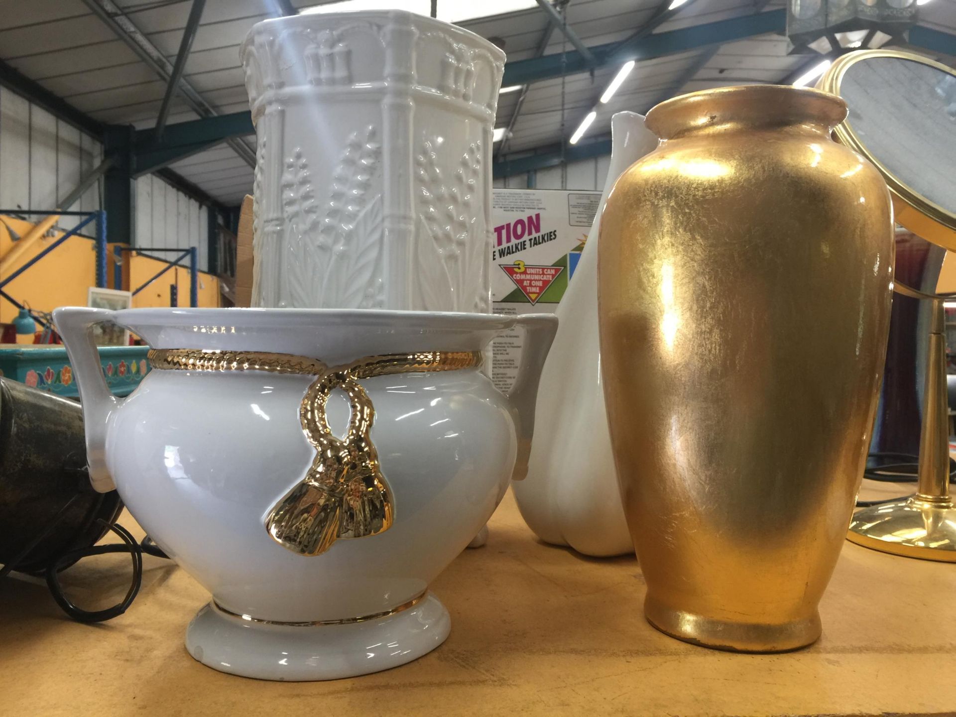 THREE LARGE VASES AND A PLANTER