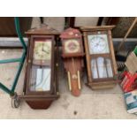 THREE VARIOUS VINTAGE WALL CLOCKS