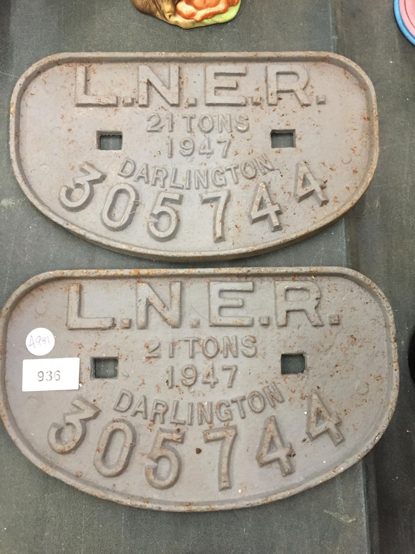 TWO CAST METAL L.N.E.R RAILWAY SIGNS
