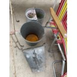 TWO GALVANISED BUCKETS AND A GALVANISED MOP BUCKET