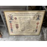 AN HERALDIC MAP OF THE ANCIENT AND LOYAL WALLED CITY OF CHESTER, FRAMED