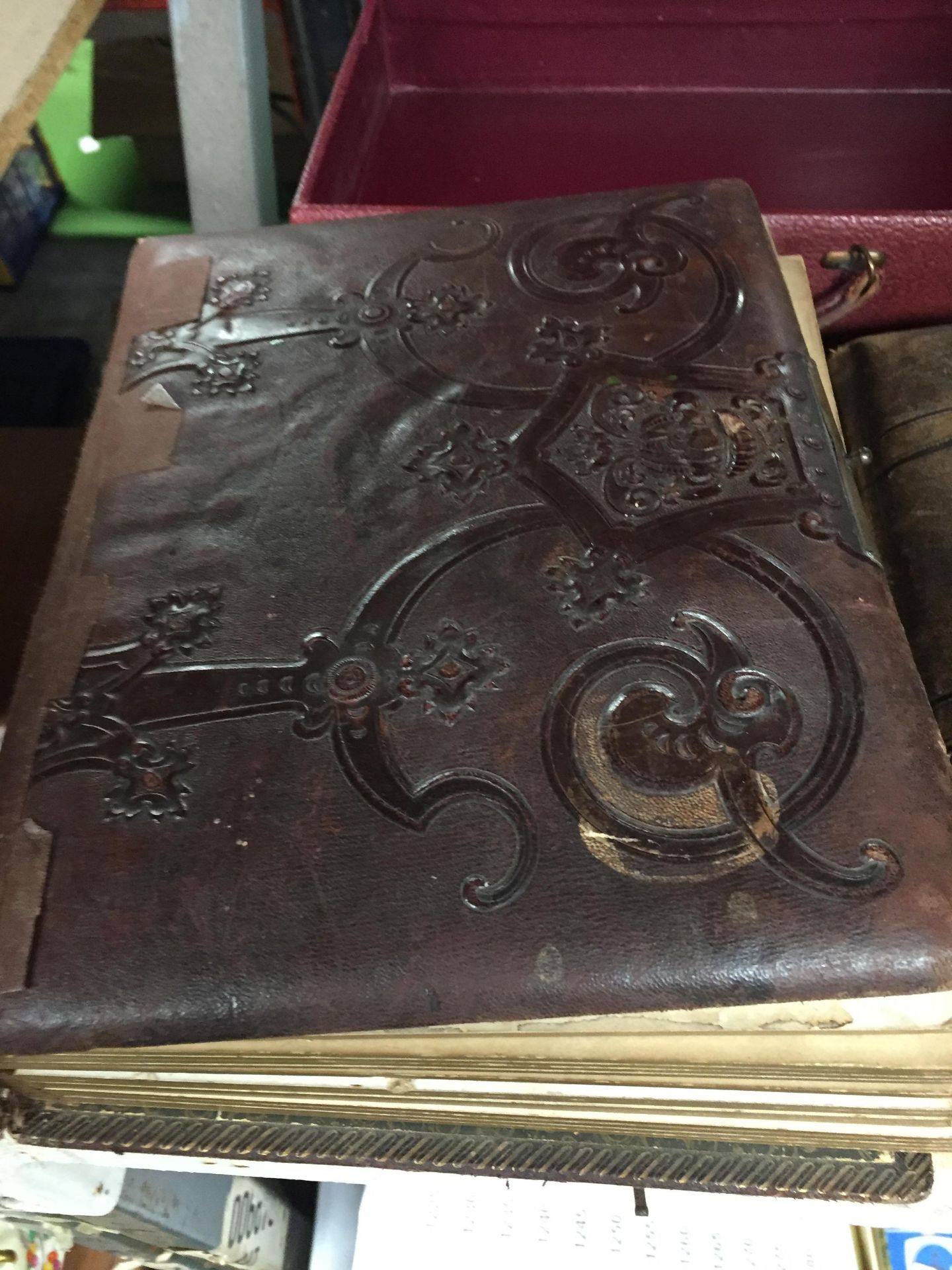 A COLLECTION OF VINTAGE LEATHER BOUND PHOTO ALBUMS OF MARITIME INTEREST AND FURTHER BOX - Image 3 of 6