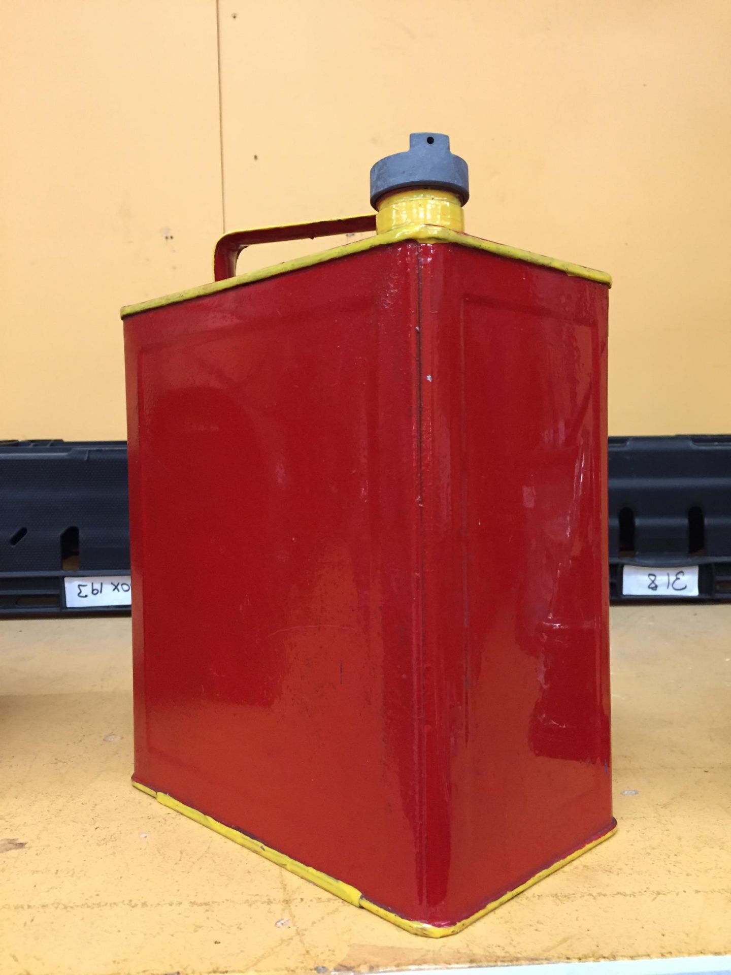 A VINTAGE METAL PAINTED PETROL CAN