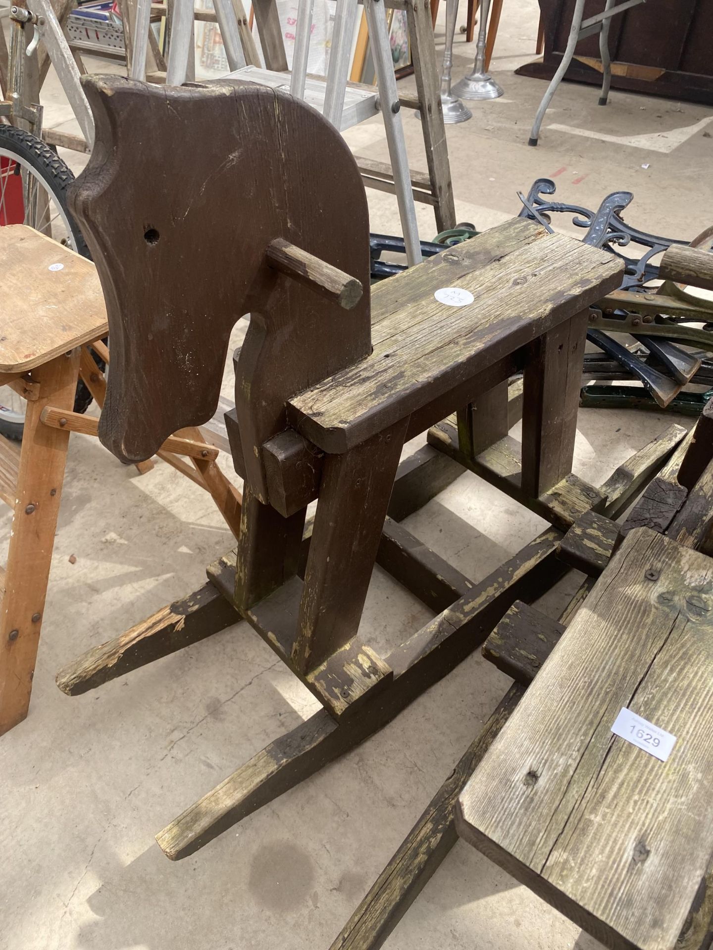 A WOODEN CHILDS SEA-SAW AND A WOODEN CHILDS ROCKING HORSE - Image 2 of 3