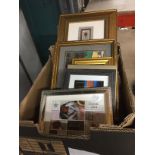 A BOX OF MODERN FRAMED PICTURES