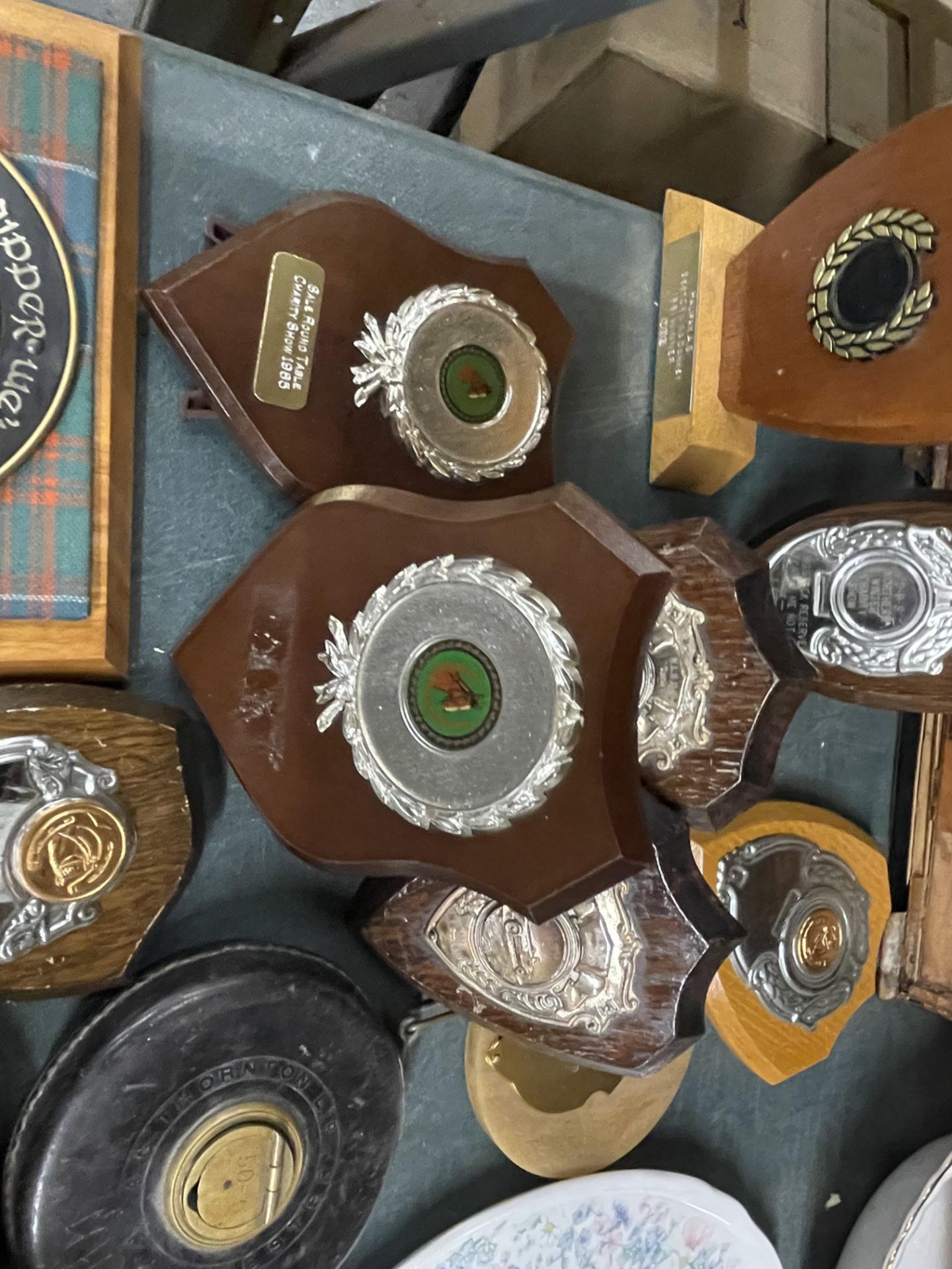 A COLLECTION OF WOODEN MOUNTED TROPHY PLAQUES, BOX ETC - Image 3 of 4
