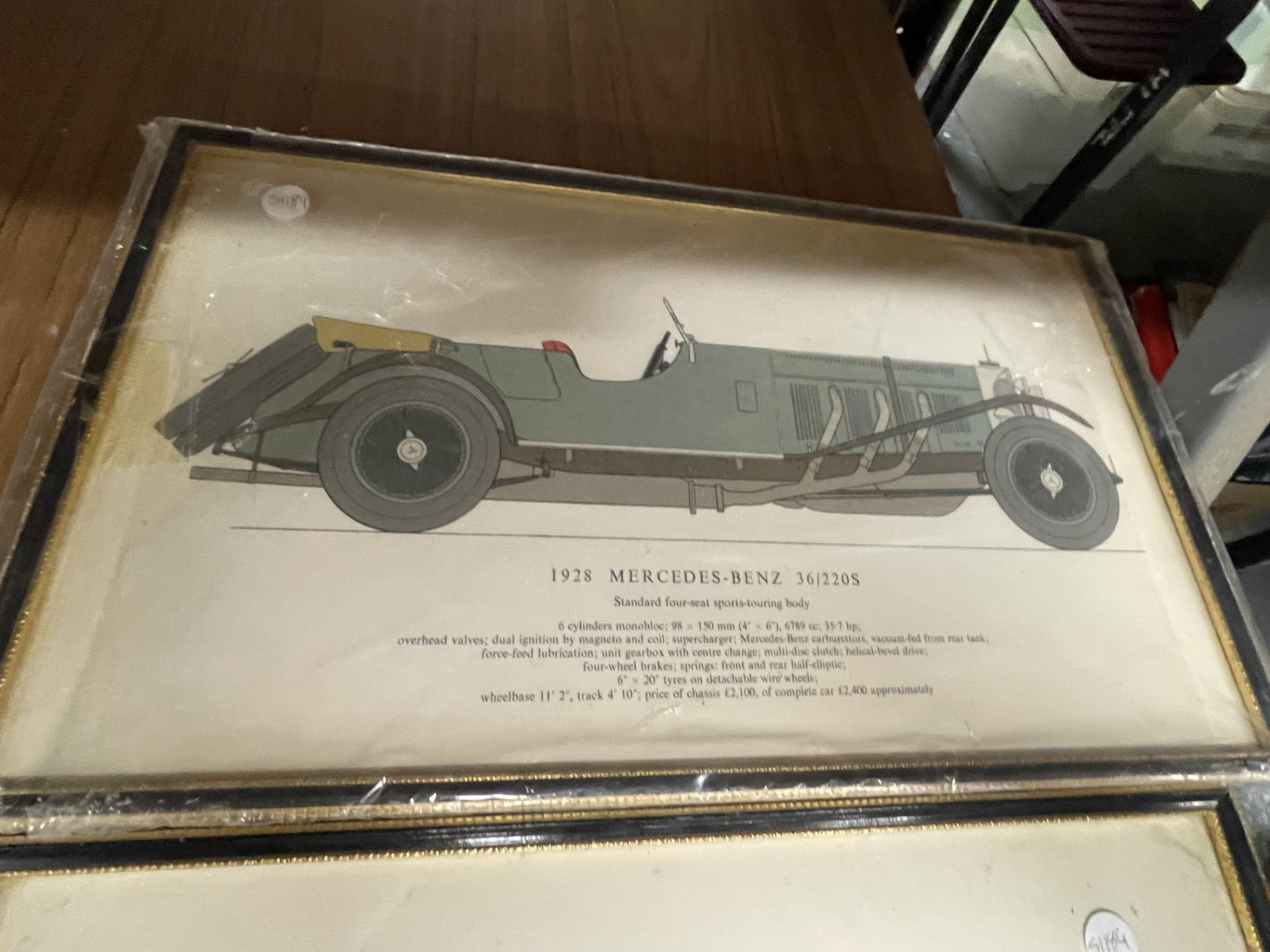 THREE FRAMED PRINTS OF VINTAGE CARS - 1926 BENTLEY 3 LITRE', 1927/28 VAUXHALL 30/98' AND '1928 - Image 4 of 4