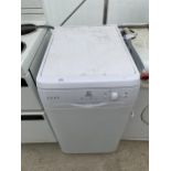 A WHITE INDESIT SLIMLINE DISHWASHER