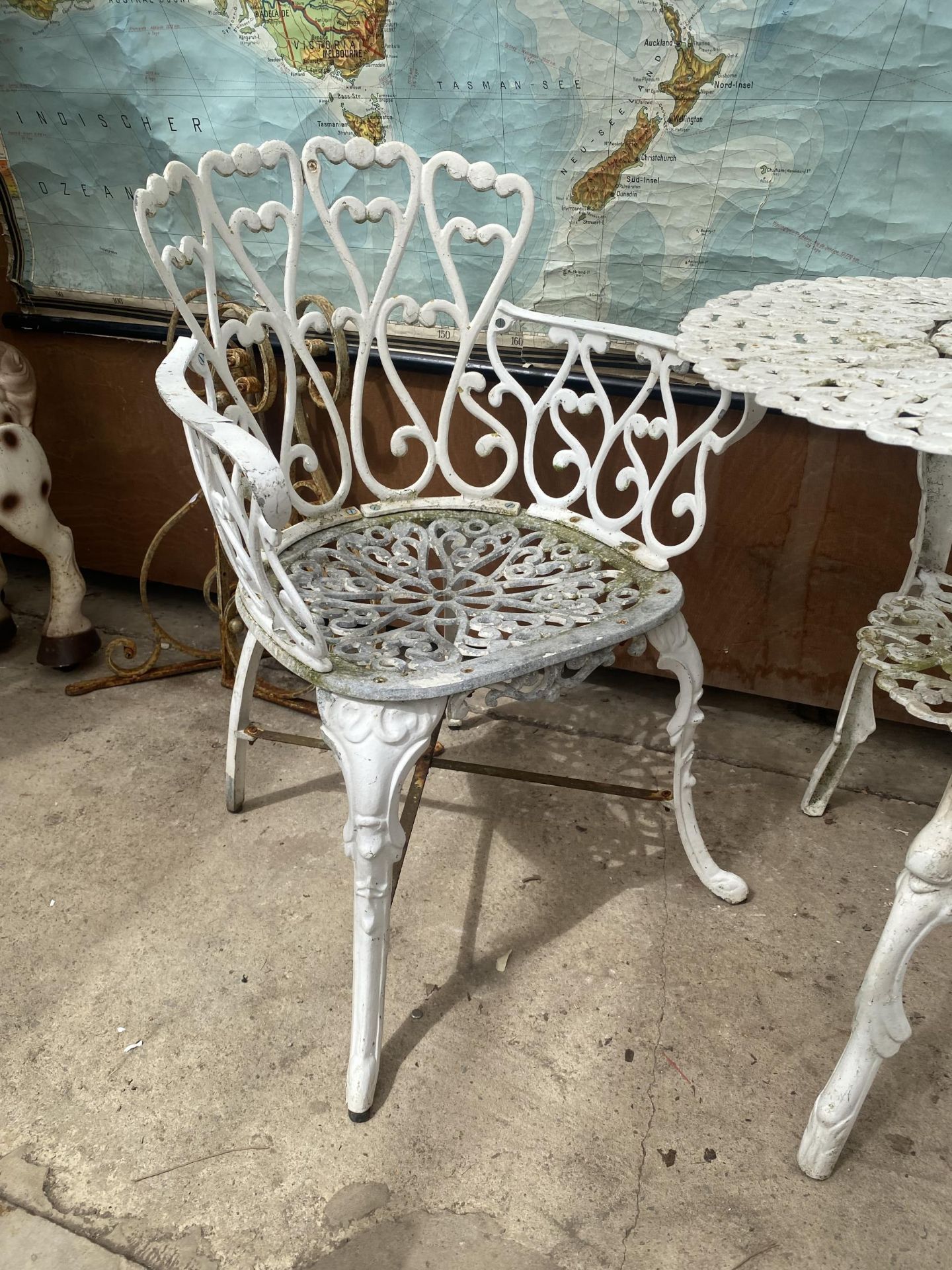 A VINTAGE CAST ALLOY GARDEN TABLE AND ARM CHAIR - Image 2 of 3