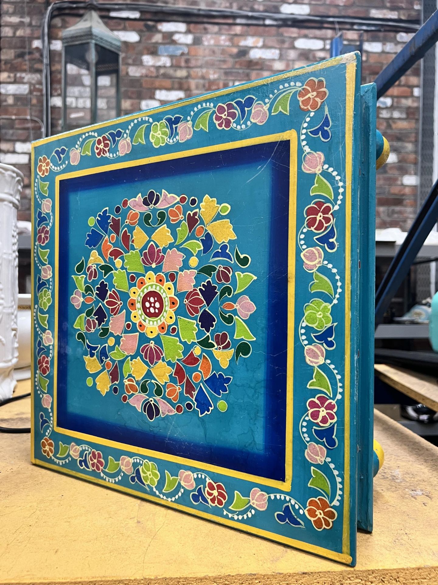 A VINTAGE PAINTED FLORAL TABLE