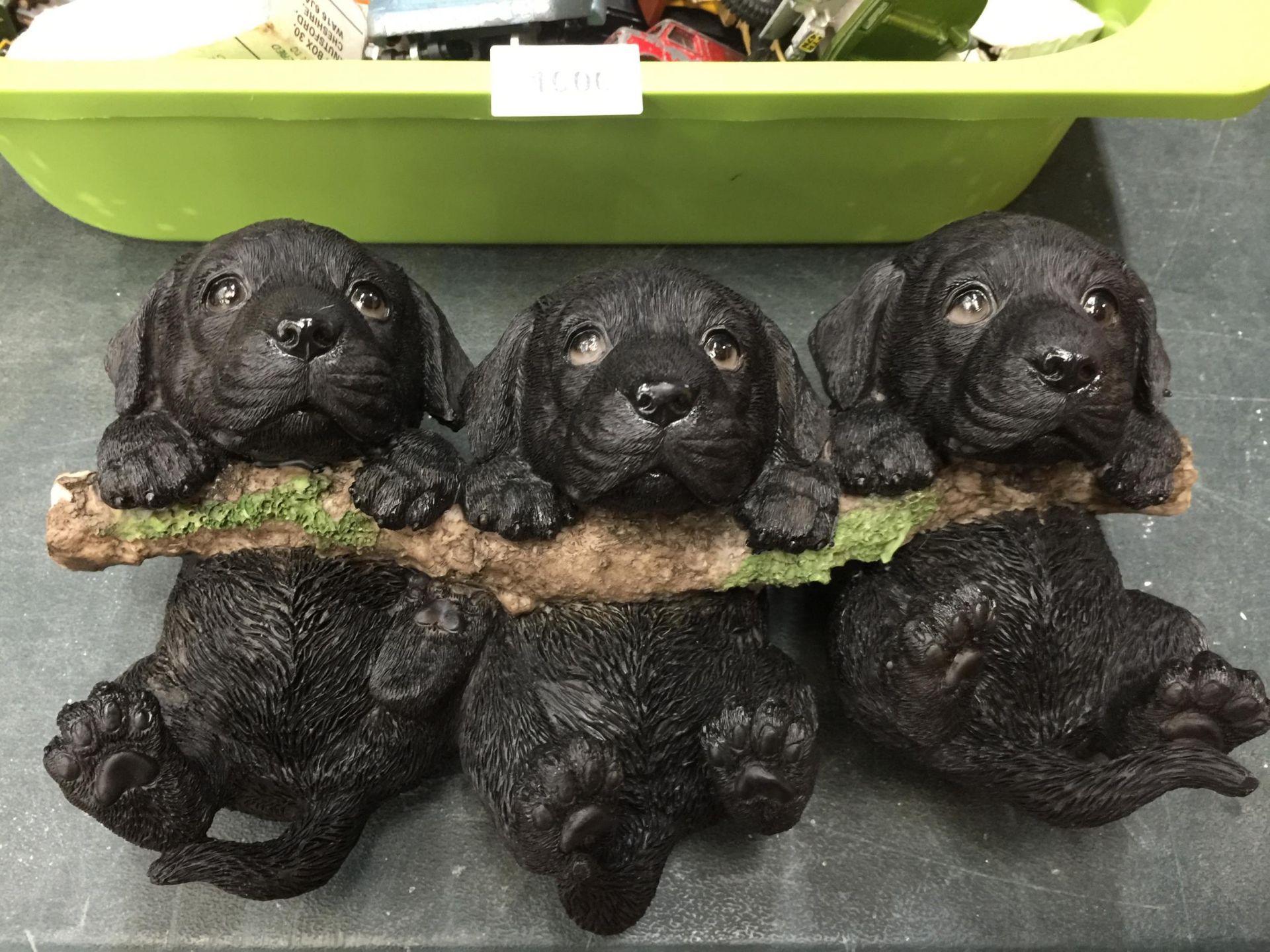 A BLACK LABRADOR PUPPY HANGING DISPLAY