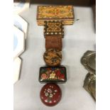 A GROUP OF VINTAGE TRINKET BOXES, INLAID EXAMPLE, CLOISONNE BOX ETC