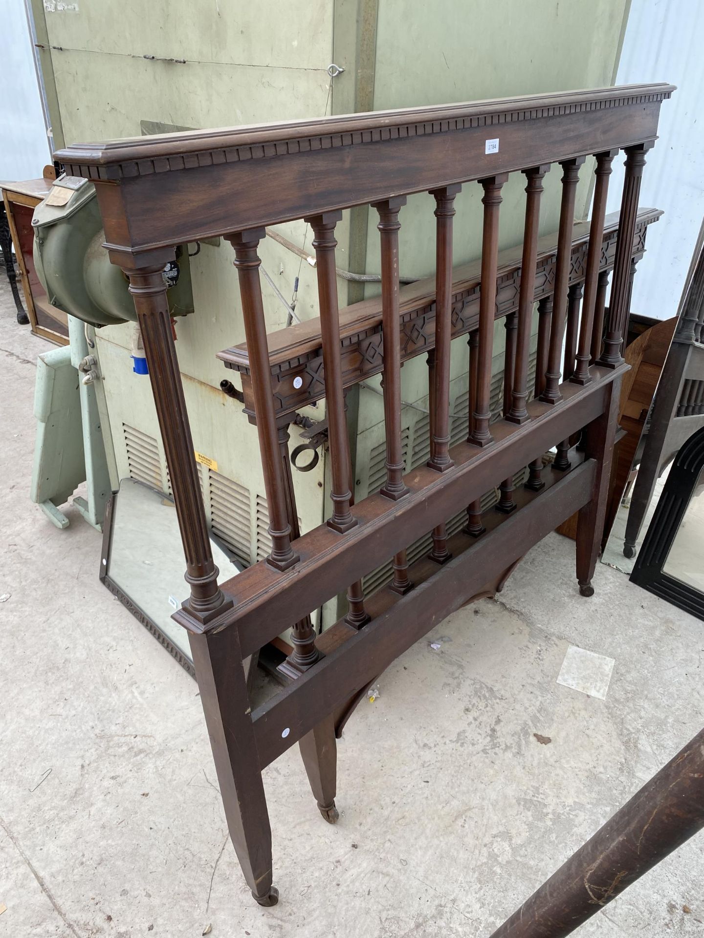 A VICTORIAN MAHOGANY 46" BED HEAD AND FOOT