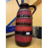A VINTAGE RED AND BROWN WEST GERMAN FAT LAVA VASE