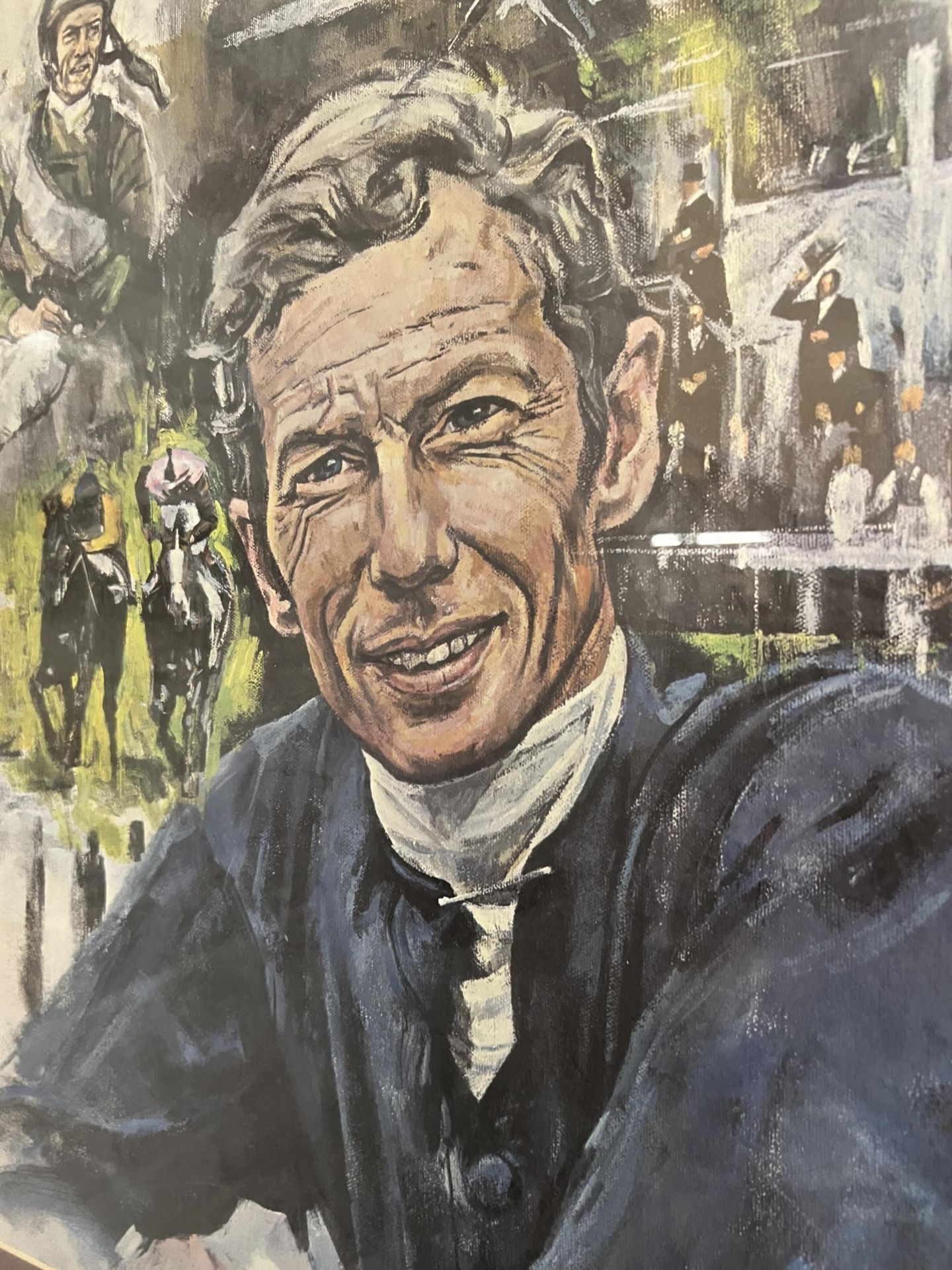 A RARE LIMITED EDITION 563/650 PRINT OF A YOUNG LESTER PIGGOT SIGNED BY THE JOCKEY AND ARTIST - Image 2 of 5