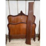 A VICTORIAN MAHOGANY CONTINENTAL BED HEAD AND FOOT, 46"