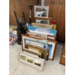 A LARGE ASSORTMENT OF FRAMED AND UNFRAMED PRINTS AND PICTURES