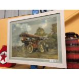 A FRAMED PRINT OF A STEAM WAGON, SIGNED COULSON