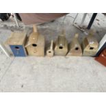 SIX VARIOUS WOODEN BIRD BOXES