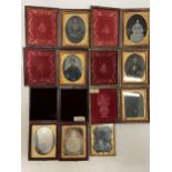 A COLLECTION OF VICTORIAN PORTRAITS IN GILT FRAMES AND ORIGINAL LEATHER CASES