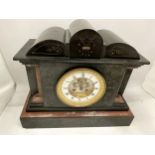 AN ANTIQUE MARBLE MANTLE CLOCK WITH VISUAL ESCAPEMENT MOVEMENT