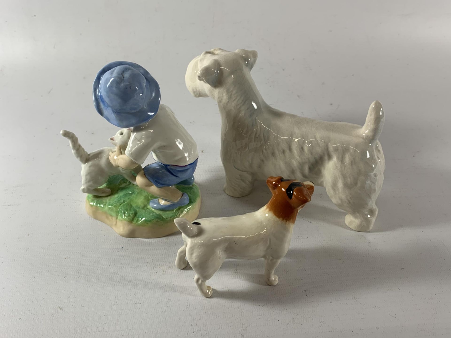 TWO BESWICK DOGS AND A ROYAL WORCESTER SEPTEMBER BOY FIGURE (A/F) - Image 2 of 4