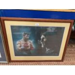 A FRAMED & SIGNED JOHN AYDO PAINTING OF STEVE COLLINS