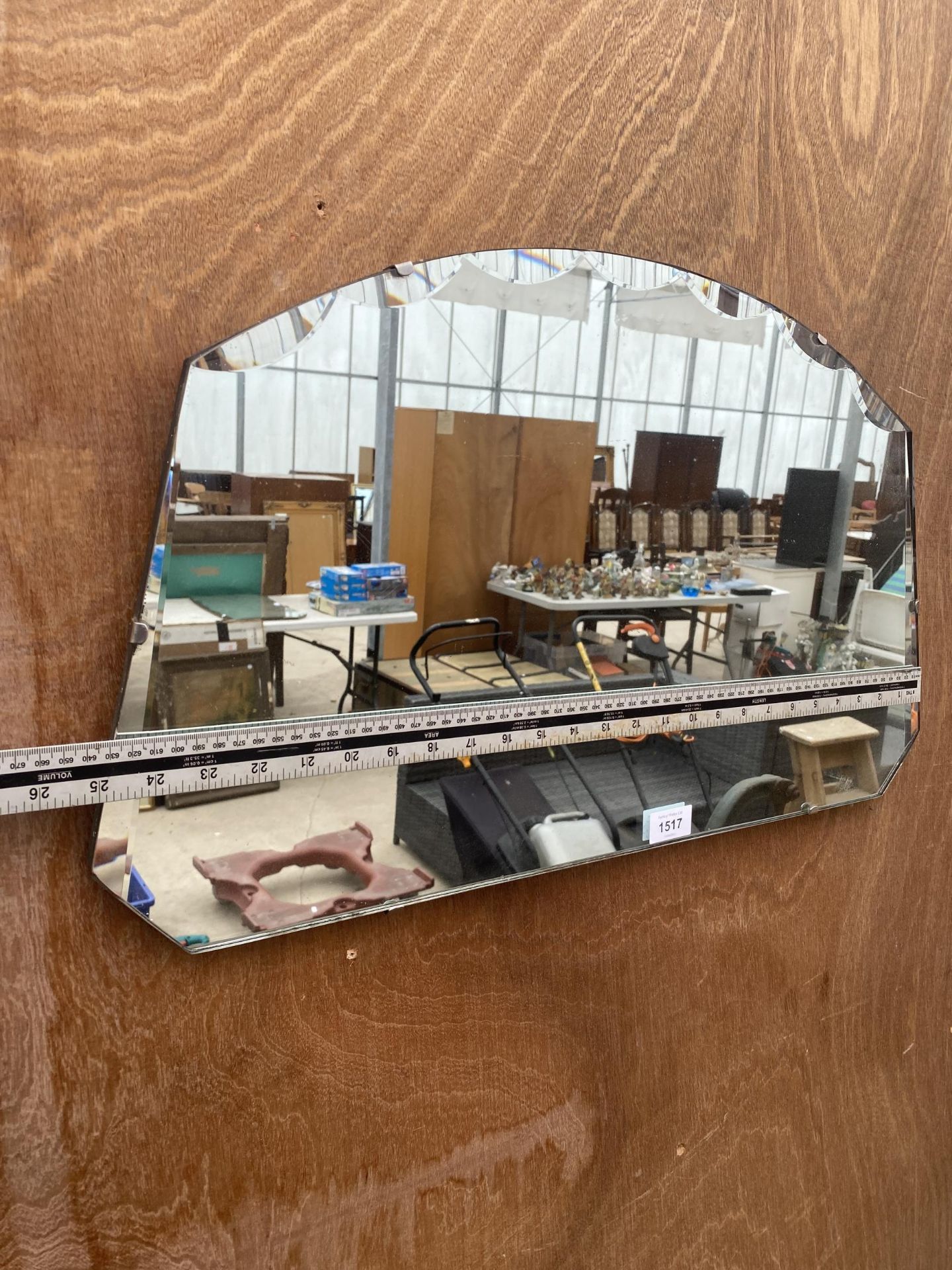 A DOMED ART DECO UNFRAMED BEVELED EDGE WALL MIRROR - Image 3 of 3