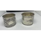 TWO CONTINENTAL SILVER NAPKIN RINGS