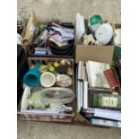 AN ASSORTMENT OF HOUSEHOLD CLEARANCE ITEMS TO INCLUDE BOOKS AND CERAMICS ETC