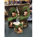 A GROUP OF THREE OTTERY FAUNA TREE VASES