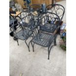 FOUR METAL FOLDING BISTRO CHAIRS