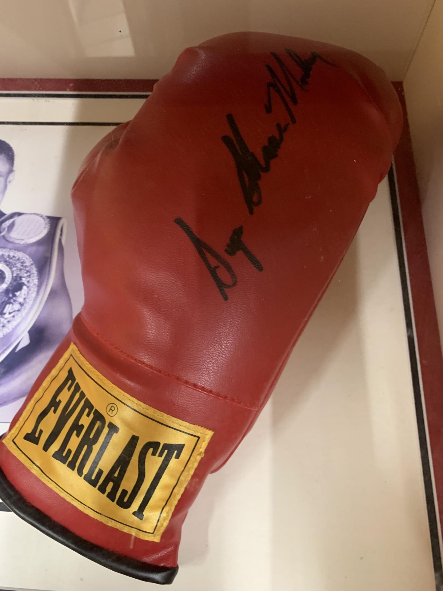 A FRAMED & SIGNED SUGAR SHANE MOSLEY BOXING GLOVE & PHOTOGRAPH - Image 3 of 5