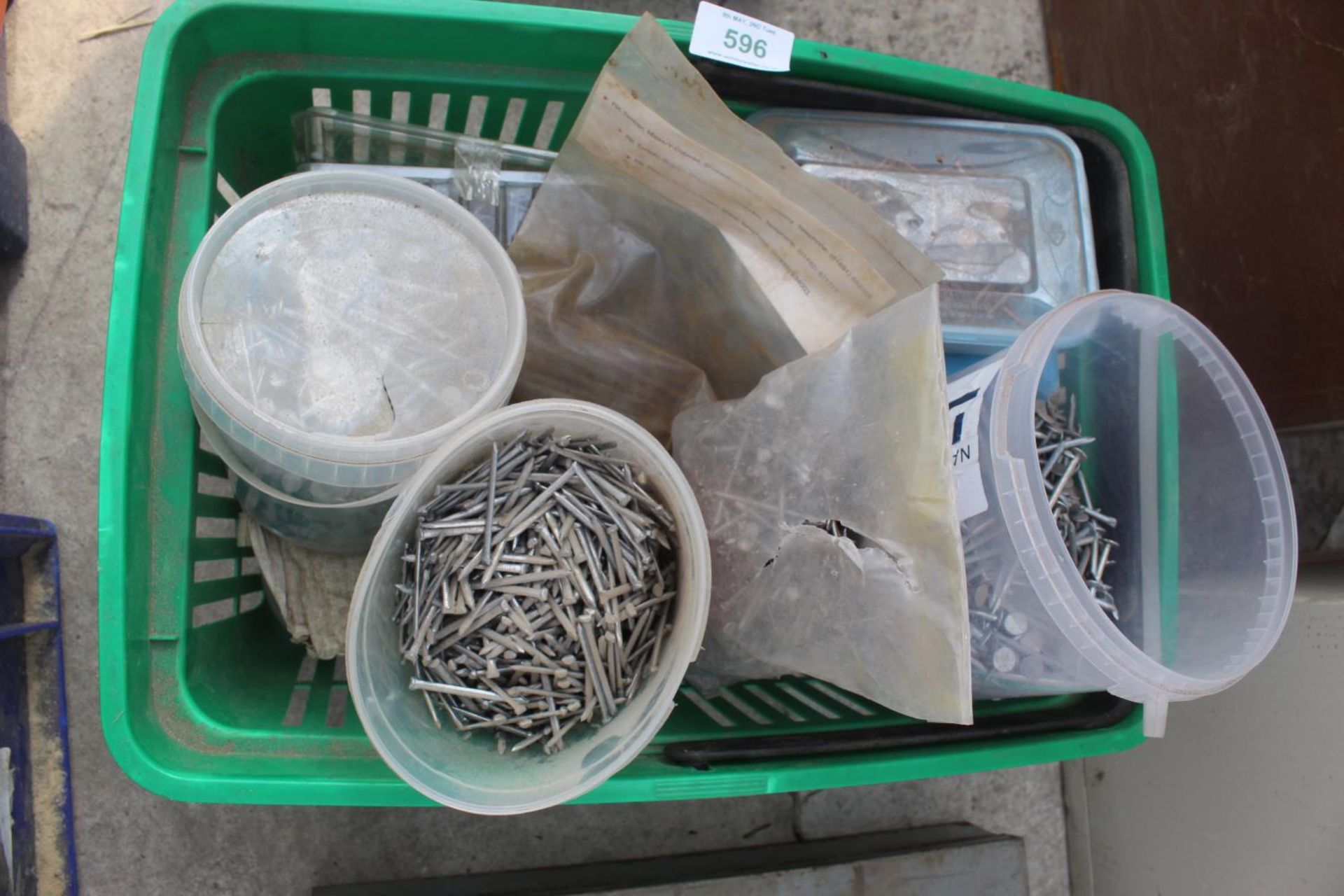 GREEN BOX OF NAILS & BOX OF ELECTRICAL ITEMS - NO VAT - Image 2 of 3