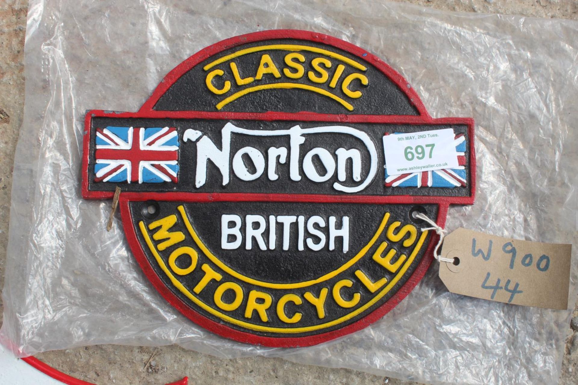 CAST IRON NORTON MOTORCYCLE SIGN NO VAT