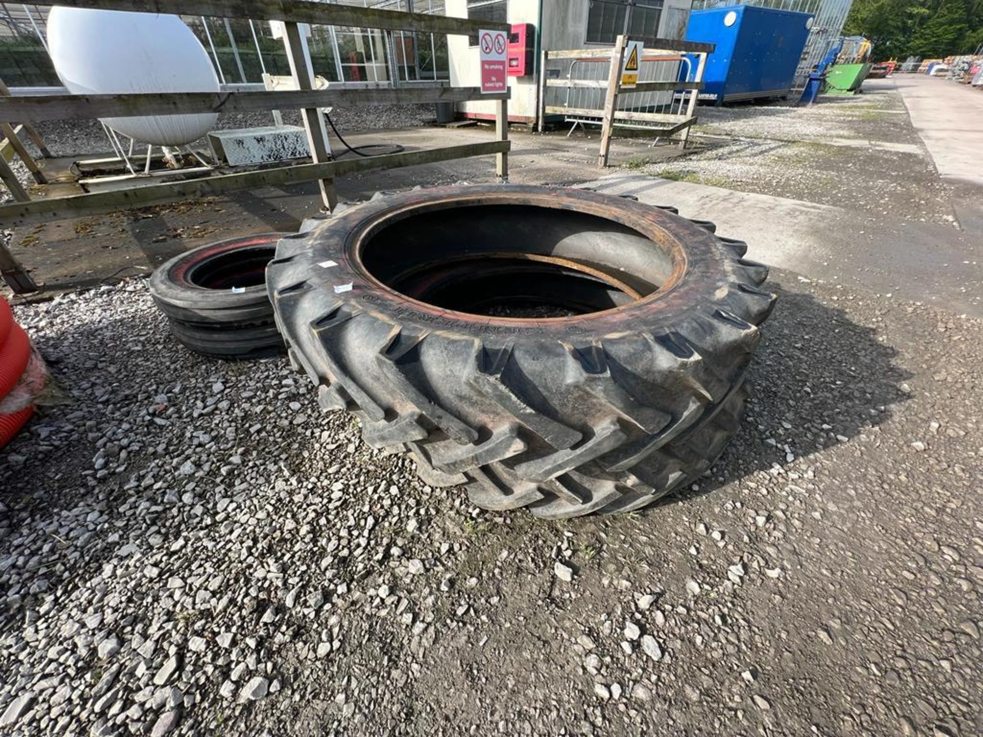 A PAIR OF REAR TRACTOR TYRES 12.4/11-36 + VAT