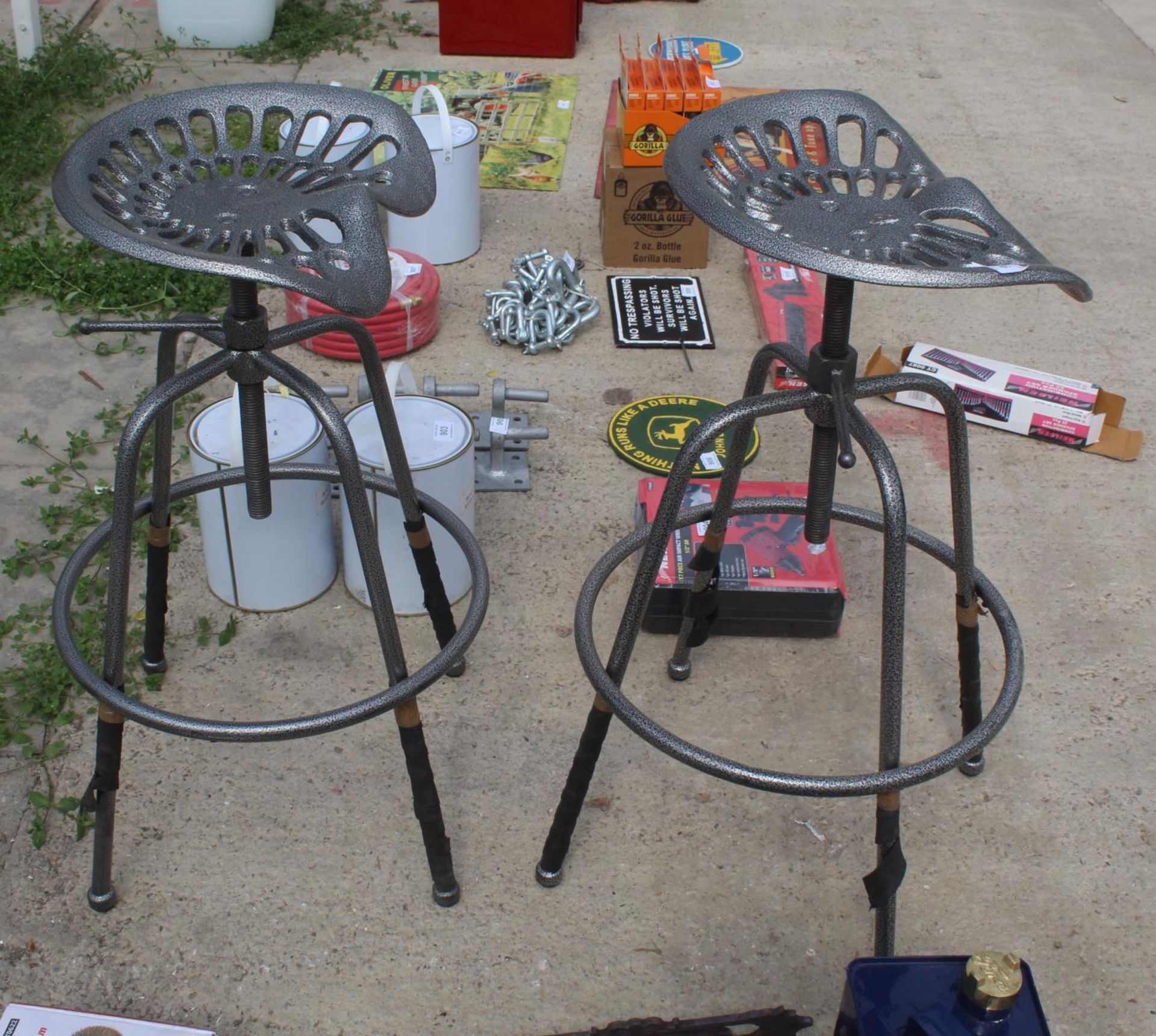 2 TRACTOR SEAT STOOLS + VAT - Image 2 of 2