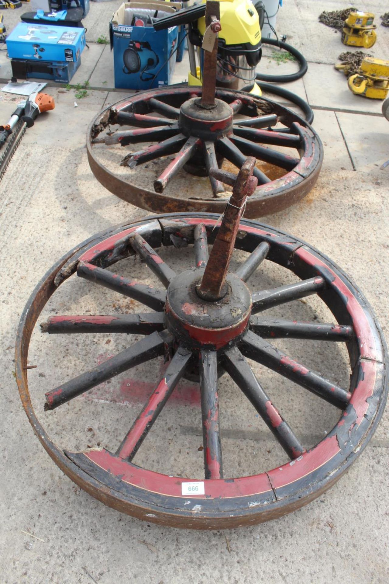 TWO CART WHEELS - NO VAT