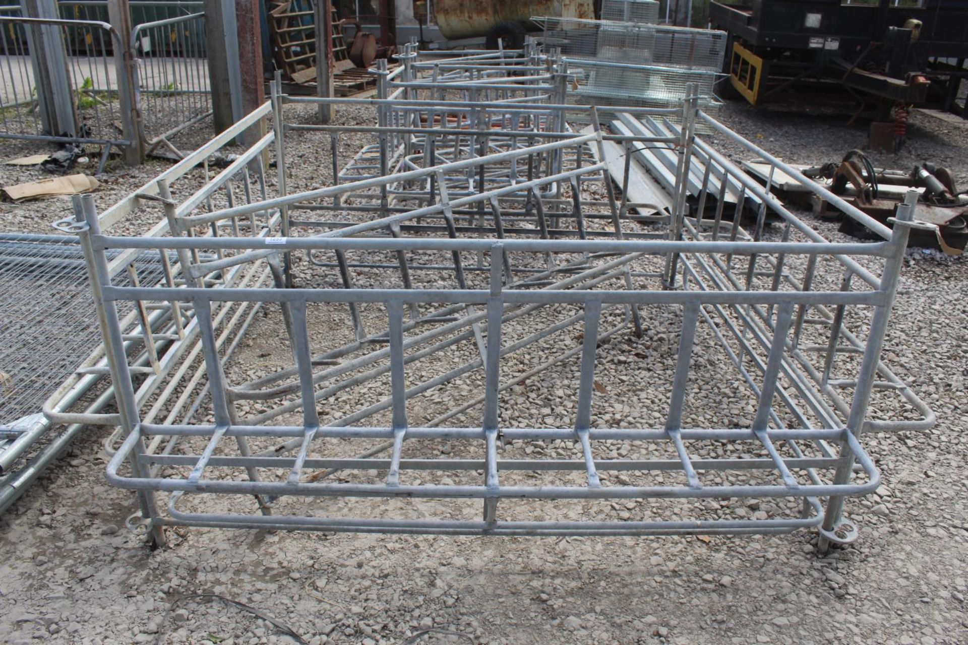 5 CALF HURDLES 6' LONG EACH WITH 8 BUCKET HOLDERS NO VAT