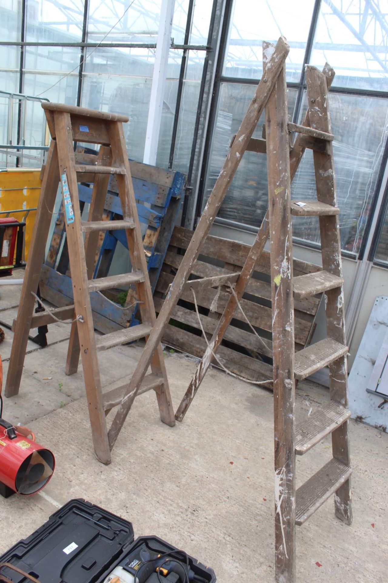 2 WOODEN STEP LADDERS NO VAT - Image 2 of 2