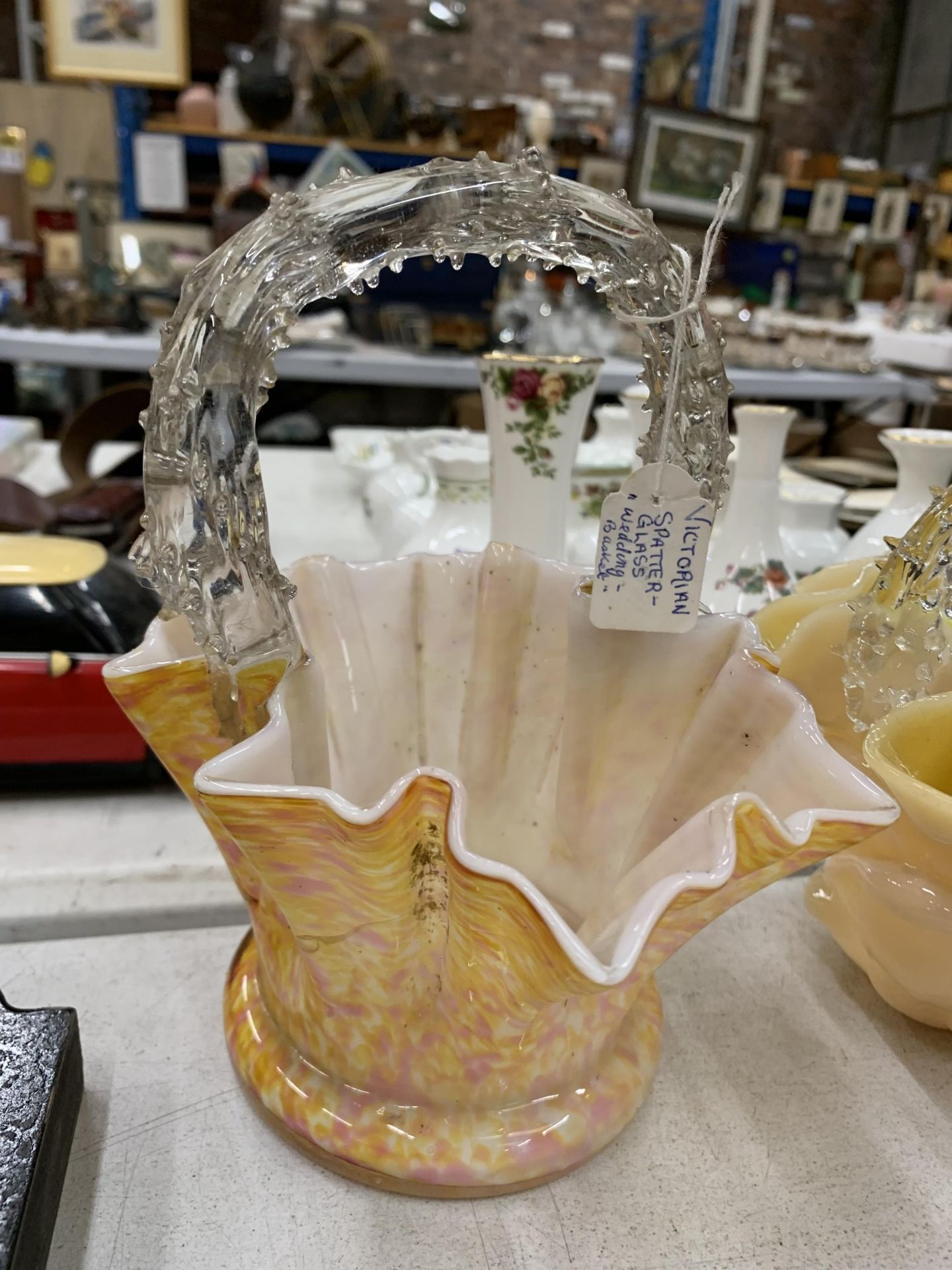 TWO VICTORIAN GLASS BASKETS - Image 2 of 3