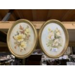 A PAIR OF VINTAGE FLORAL WATERCOLOURS, INDISTINCTLY SIGNED - W BOBBY