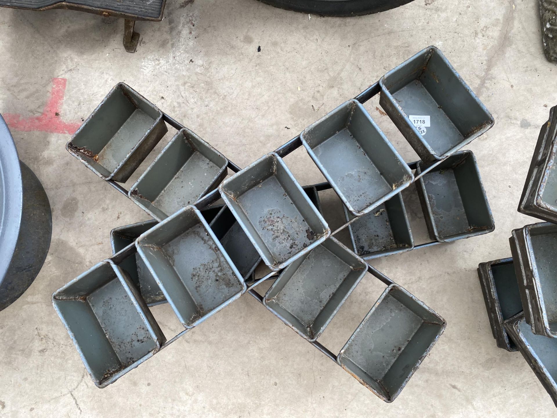THREE VINTAGE METAL FIVE SECTION TRAY PLANTERS